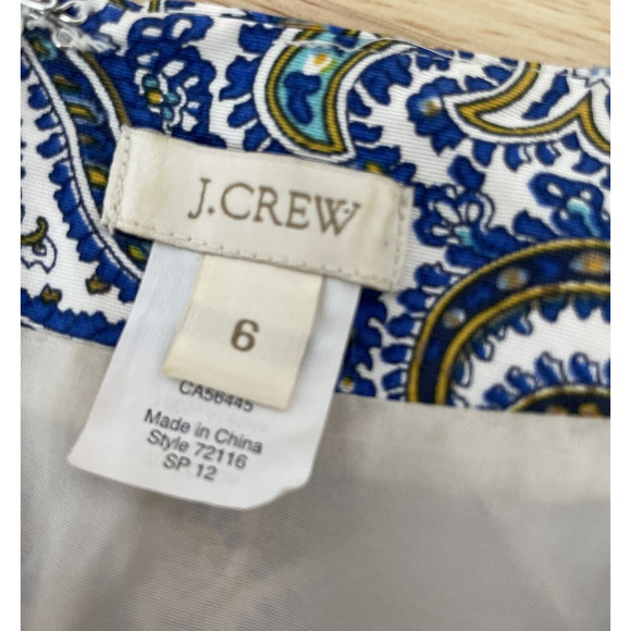 J Crew Dolores Silk Sheath Dress Peacock Paisley Print Size 6 Short Sleeve‎ Blue - Picture 3 of 14